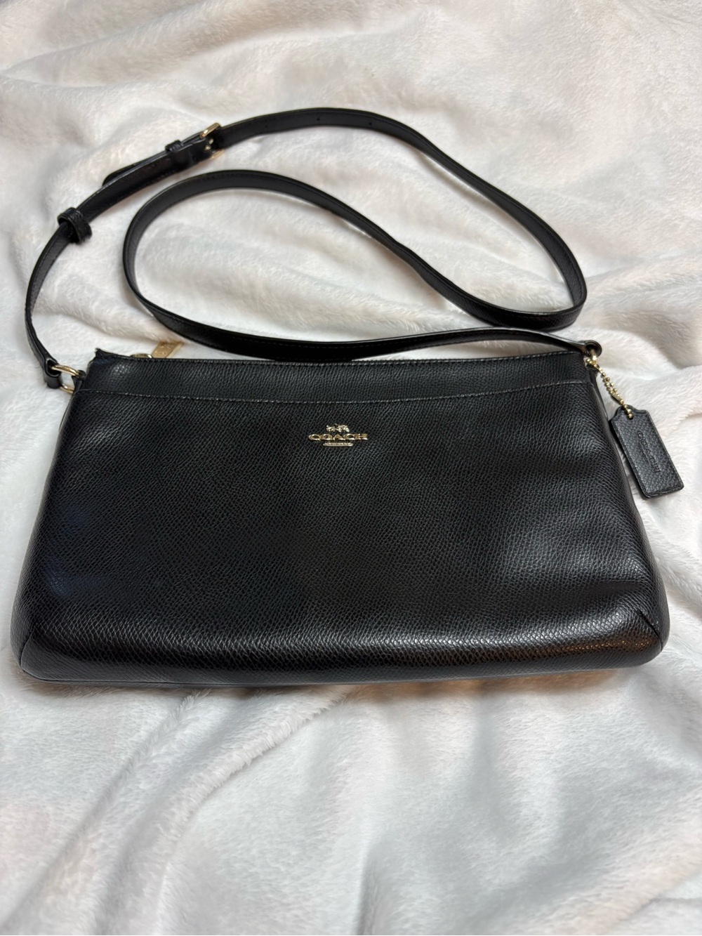 Coach Black Pebbled Leather Crossbody with Gold Hardware 2pc.